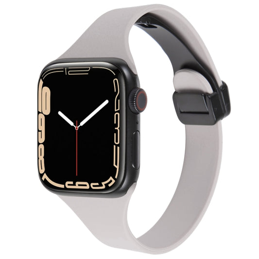 For Apple Watch 5 44mm Magnetic Buckle Slim Silicone Watch Band(Rock Grey) - Watch Bands by PMC Jewellery | Online Shopping South Africa | PMC Jewellery