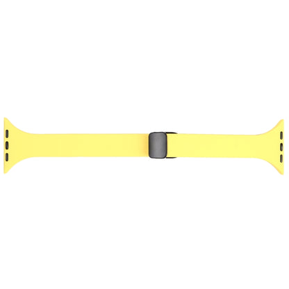 For Apple Watch 4 44mm Magnetic Buckle Slim Silicone Watch Band(Light Yellow) - Watch Bands by PMC Jewellery | Online Shopping South Africa | PMC Jewellery