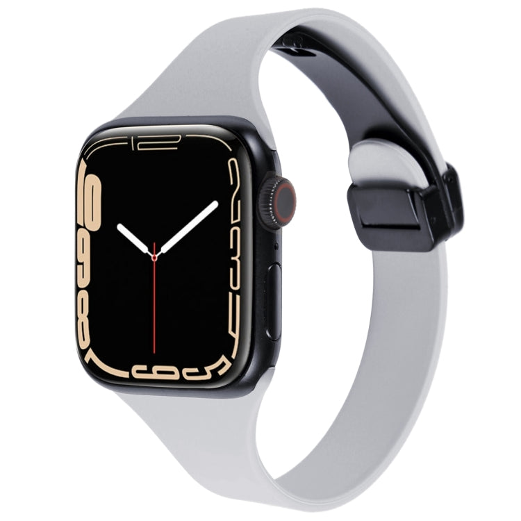 For Apple Watch 4 44mm Magnetic Buckle Slim Silicone Watch Band(Light Grey) - Watch Bands by PMC TechLife | Online Shopping South Africa | PMC TechLife
