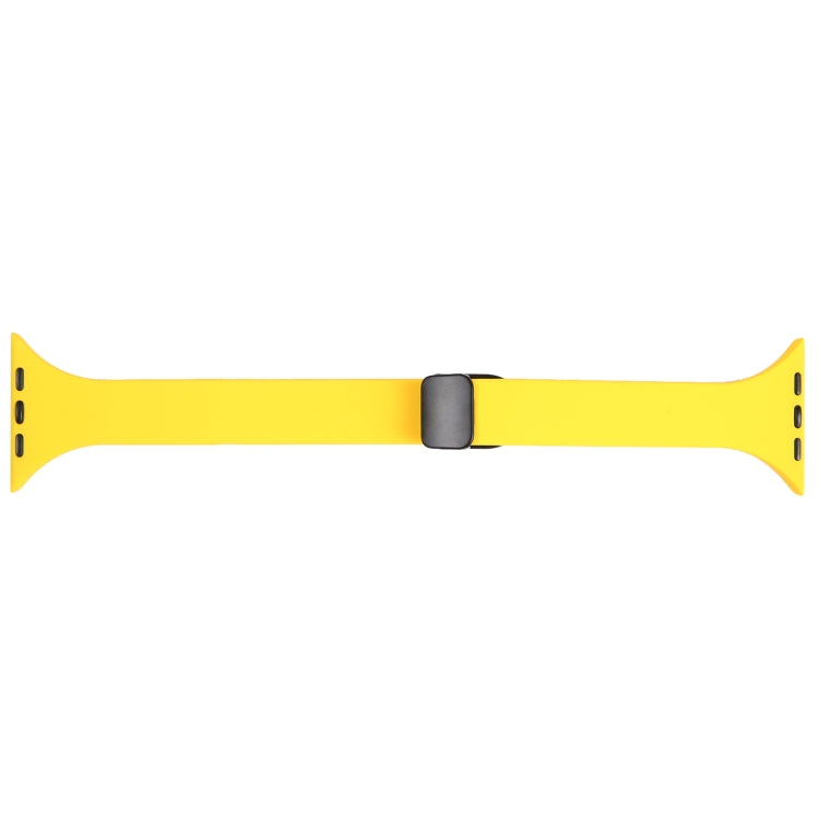 For Apple Watch 42mm Magnetic Buckle Slim Silicone Watch Band(Yellow) - Watch Bands by PMC Jewellery | Online Shopping South Africa | PMC Jewellery