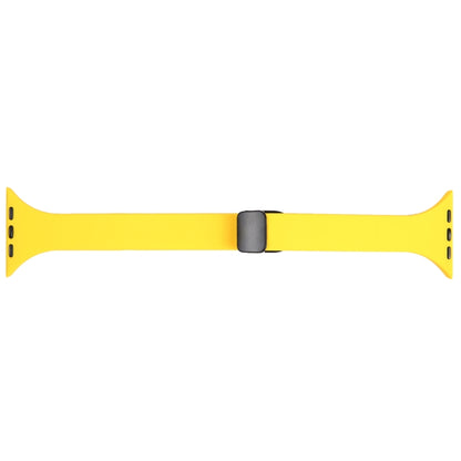 For Apple Watch 42mm Magnetic Buckle Slim Silicone Watch Band(Yellow) - Watch Bands by PMC Jewellery | Online Shopping South Africa | PMC Jewellery