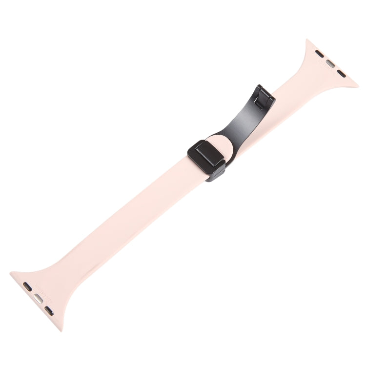 For Apple Watch 38mm Magnetic Buckle Slim Silicone Watch Band(Pink) - Watch Bands by PMC Jewellery | Online Shopping South Africa | PMC Jewellery