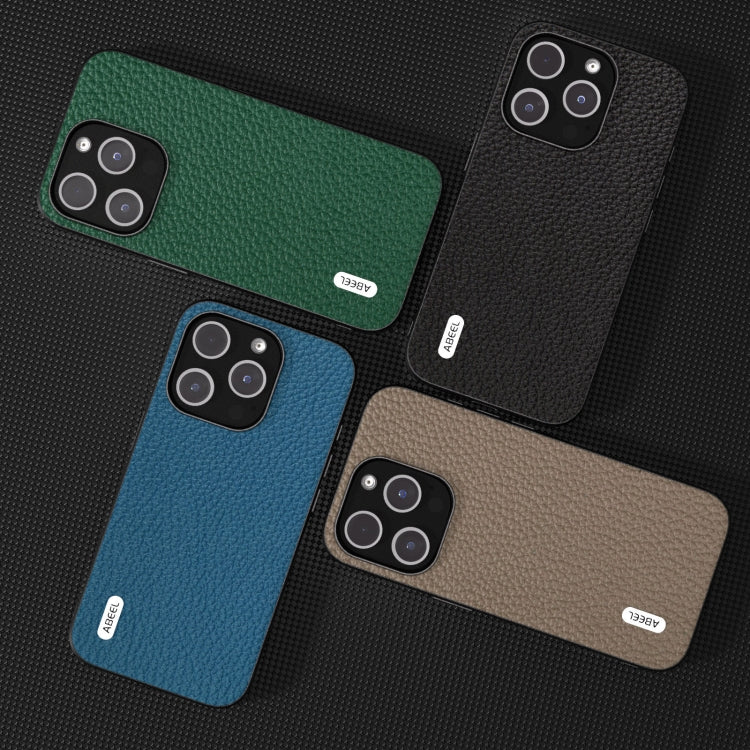 For iPhone 15 ABEEL Genuine Leather Litchi Texture Phone Case(Grey) - free shipping - PMC TechLife - Order now!