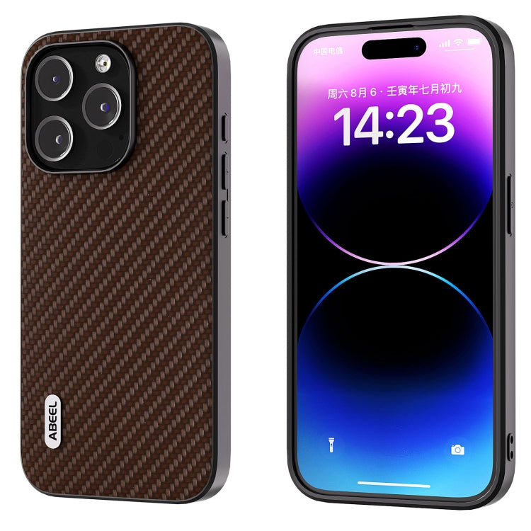 For iPhone 15 ABEEL Carbon Fiber Texture Protective Phone Case(Dark Brown) - free shipping - PMC TechLife - Order now!