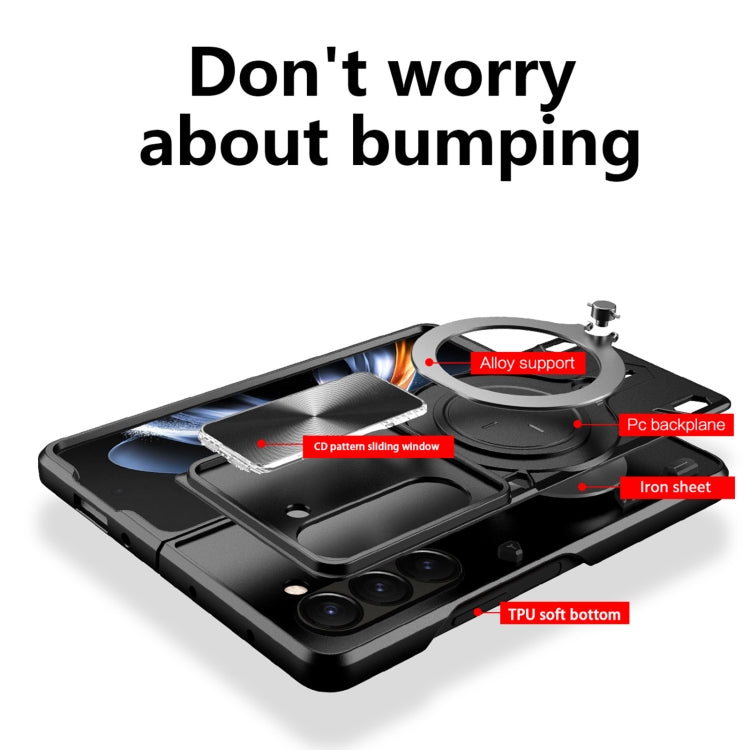 For Samsung Galaxy Z Fold5 CD Texture Sliding Camshield Magnetic Holder Phone Case(Blue) - free shipping - PMC TechLife - Order now!