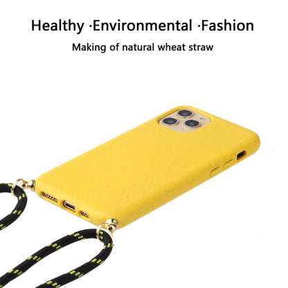 For iPhone 15 Pro Max Wheat Straw Material + TPU Phone Case with Lanyard(Yellow) - iPhone 15 Pro Max Cases by PMC Jewellery | Online Shopping South Africa | PMC Jewellery