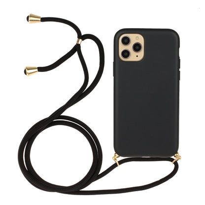 For iPhone 15 Pro Max Wheat Straw Material + TPU Phone Case with Lanyard(Black) - iPhone 15 Pro Max Cases by PMC Jewellery | Online Shopping South Africa | PMC Jewellery