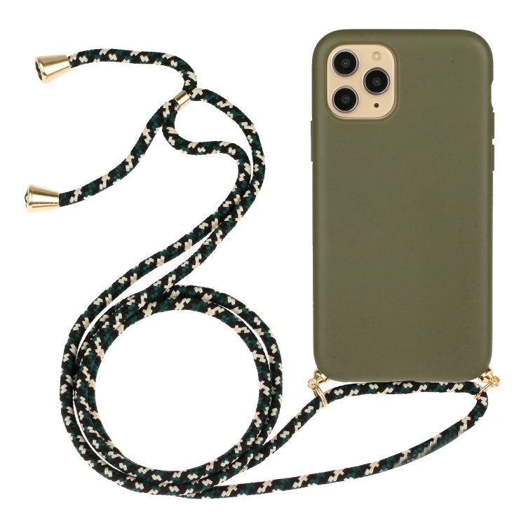 For iPhone 15 Pro Wheat Straw Material + TPU Phone Case with Lanyard(Army Green) - free shipping - PMC TechLife - Order now!