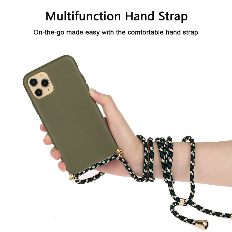 For iPhone 15 Pro Wheat Straw Material + TPU Phone Case with Lanyard(Army Green) - free shipping - PMC TechLife - Order now!