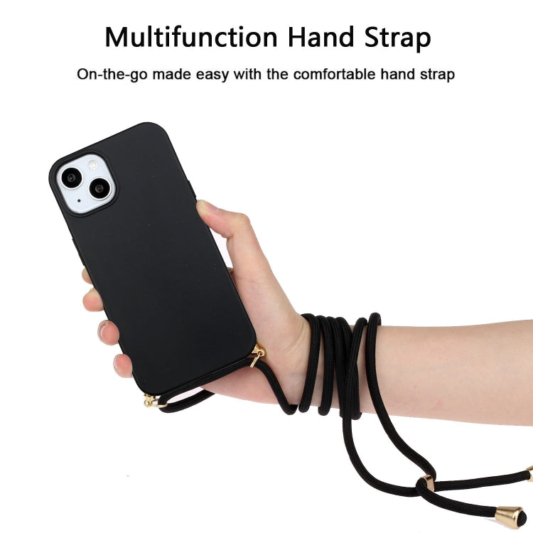 For iPhone 15 Plus Wheat Straw Material + TPU Phone Case with Lanyard(Black) - iPhone 15 Plus Cases by PMC Jewellery | Online Shopping South Africa | PMC Jewellery