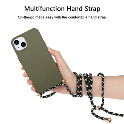 For iPhone 15 Wheat Straw Material + TPU Phone Case with Lanyard(Army Green) - iPhone 15 Cases by PMC Jewellery | Online Shopping South Africa | PMC Jewellery