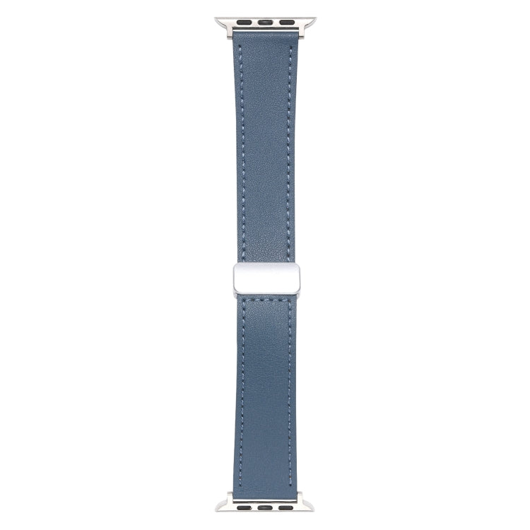 For Apple Watch 5 40mm Magnetic Buckle Skin Feel Leather Watch Band(Light Blue) - Watch Bands by PMC Jewellery | Online Shopping South Africa | PMC Jewellery