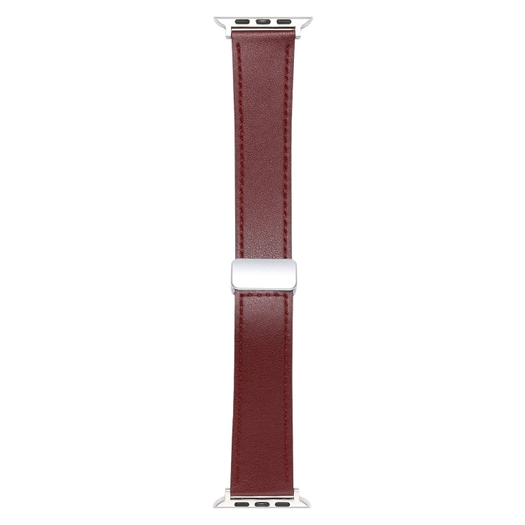 For Apple Watch 2 38mm Magnetic Buckle Skin Feel Leather Watch Band(Wine Red) - Watch Bands by PMC Jewellery | Online Shopping South Africa | PMC Jewellery