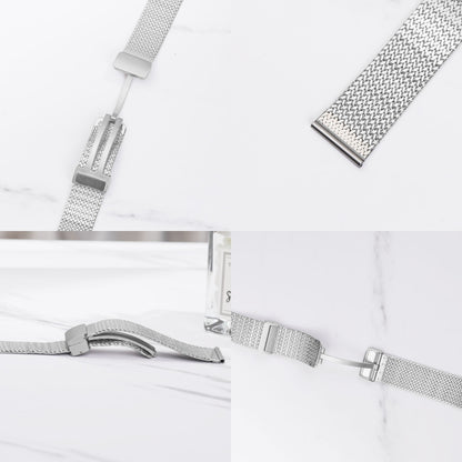 For Apple Watch 7 41mm Magnetic Buckle Herringbone Mesh Metal Watch Band(Silver) - Watch Bands by PMC Jewellery | Online Shopping South Africa | PMC Jewellery