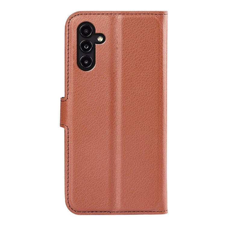 For Samsung Galaxy A14 5G Litchi Texture Horizontal Flip Phone Case with Holder(Brown) - free shipping - PMC TechLife - Order now!