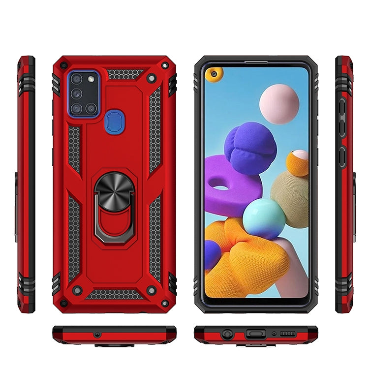 For Samsung Galaxy A21s Shockproof TPU + PC Protective Case with 360 Degree Rotating Holder(Blue) - Galaxy Phone Cases by PMC Jewellery | Online Shopping South Africa | PMC Jewellery