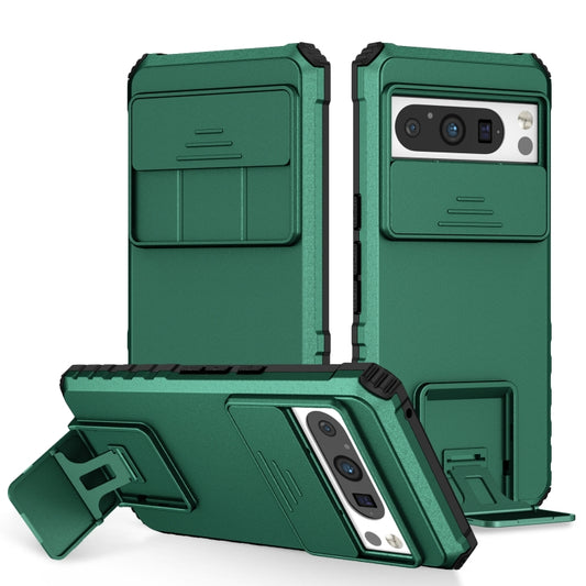 For Google Pixel 8 Pro Stereoscopic Holder Sliding Camshield Phone Case(Green) - Google Cases by PMC Jewellery | Online Shopping South Africa | PMC Jewellery