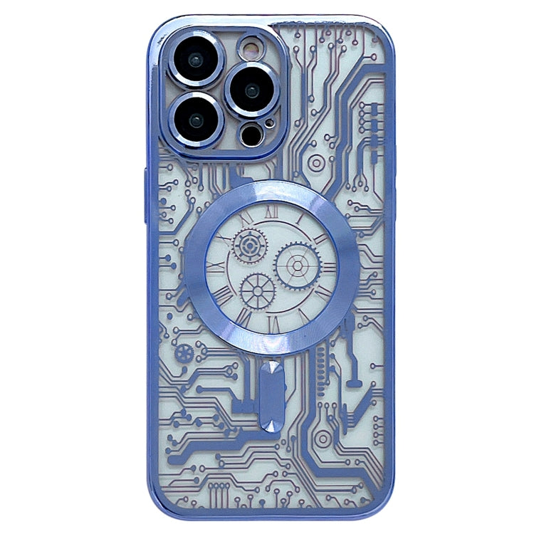 For iPhone 12 Pro Max Electroplated Circuit Board Pattern MagSafe Phone Case(Sierra Blue) - iPhone 12 Pro Max Cases by PMC Jewellery | Online Shopping South Africa | PMC Jewellery