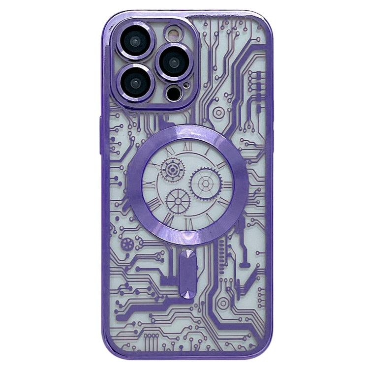 For iPhone 14 Pro Electroplated Circuit Board Pattern MagSafe Phone Case(Purple) - free shipping - PMC TechLife - Order now!