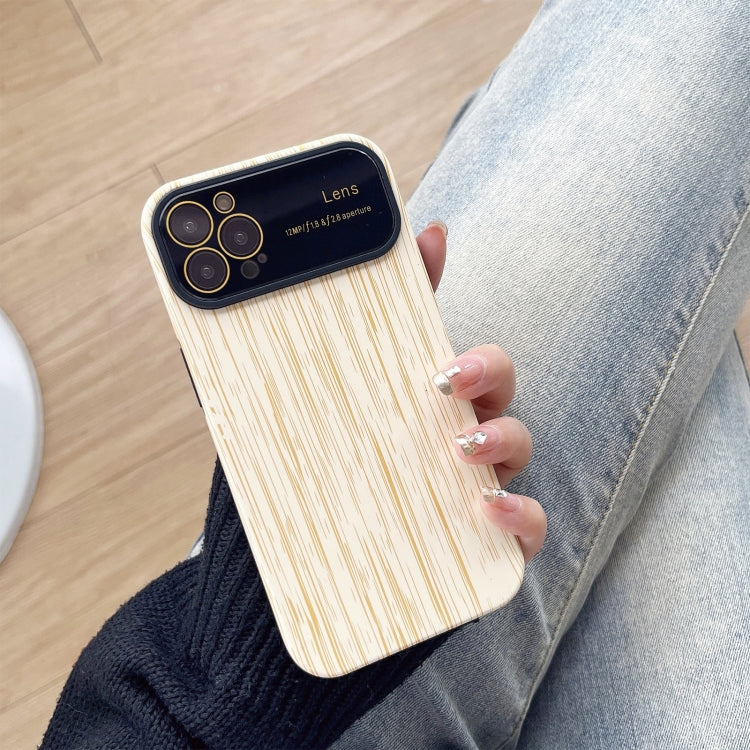 For iPhone 13 Pro Wood Grain TPU Phone Case with Lens Film(Beige) - iPhone 13 Pro Cases by PMC TechLife | Online Shopping South Africa | PMC TechLife