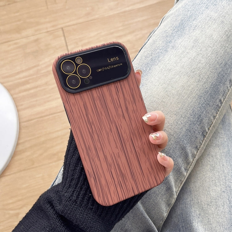 For iPhone 12 Pro Max Wood Grain TPU Phone Case with Lens Film(Brown) - iPhone 12 Pro Max Cases by PMC TechLife | Online Shopping South Africa | PMC TechLife