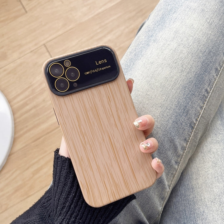 For iPhone 11 Pro Max Wood Grain TPU Phone Case with Lens Film(Khaki) - iPhone 11 Pro Max Cases by PMC TechLife | Online Shopping South Africa | PMC TechLife