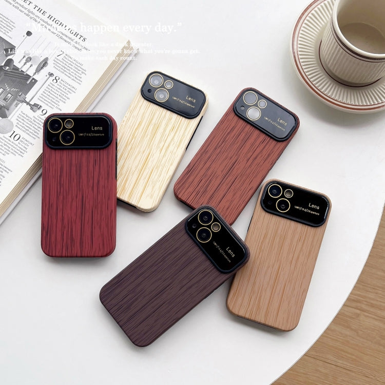 For iPhone 13 Pro Max Wood Grain TPU Phone Case with Lens Film(Khaki) - iPhone 13 Pro Max Cases by PMC TechLife | Online Shopping South Africa | PMC TechLife