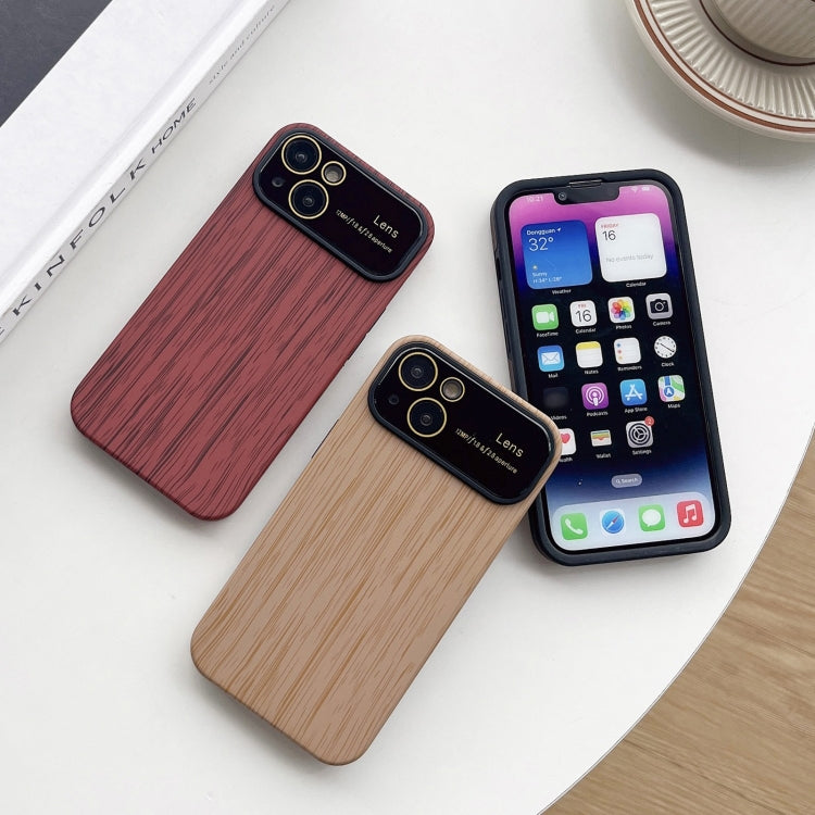 For iPhone X / XS Wood Grain TPU Phone Case with Lens Film(Red) - More iPhone Cases by PMC Jewellery | Online Shopping South Africa | PMC Jewellery