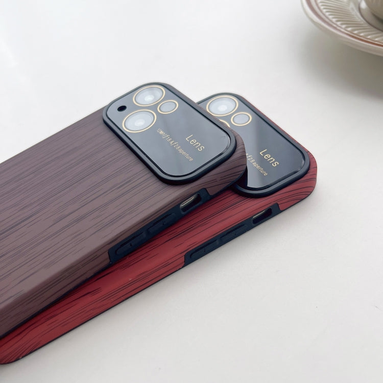 For iPhone 12 Pro Wood Grain TPU Phone Case with Lens Film(Red) - iPhone 12 / 12 Pro Cases by PMC Jewellery | Online Shopping South Africa | PMC Jewellery