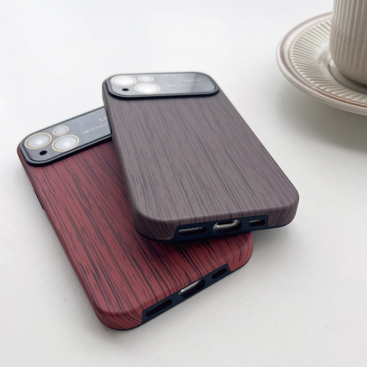 For iPhone 14 Plus Wood Grain TPU Phone Case with Lens Film(Red) - iPhone 14 Plus Cases by PMC TechLife | Online Shopping South Africa | PMC TechLife