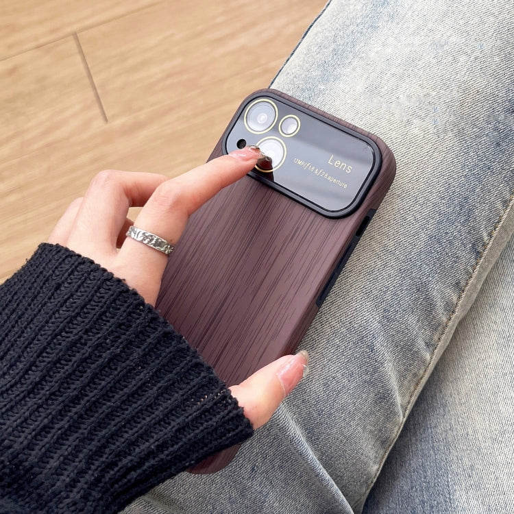 For iPhone 14 Wood Grain TPU Phone Case with Lens Film(Beige) - iPhone 14 Cases by PMC Jewellery | Online Shopping South Africa | PMC Jewellery