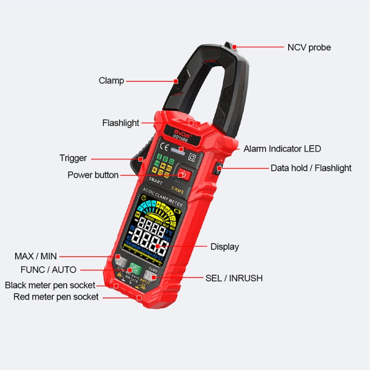GVDA GD168B Digital Clamp Multimeter Supports DC - free shipping - PMC TechLife - Order now!