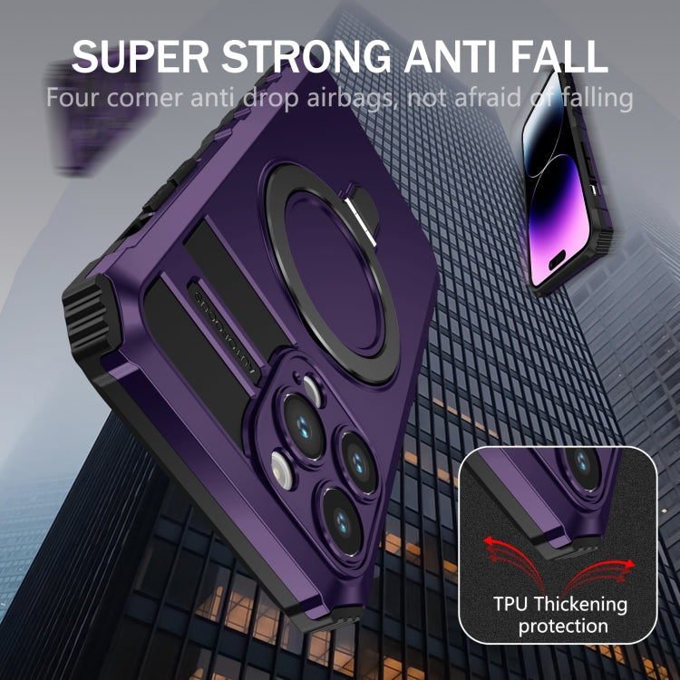 For iPhone 15 Pro MagSafe Magnetic Holder Phone Case(Purple) - free shipping - PMC TechLife - Order now!