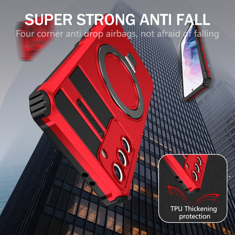For Samsung Galaxy S21 5G MagSafe Magnetic Holder Phone Case(Red) - Galaxy S21 5G Cases by PMC TechLife | Online Shopping South Africa | PMC TechLife