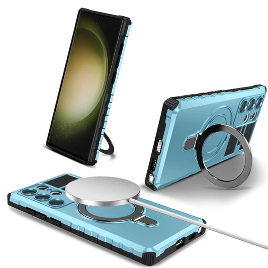 For Samsung Galaxy S23 Ultra 5G MagSafe Magnetic Holder Phone Case(Light Blue) - Galaxy S23 Ultra 5G Cases by PMC Jewellery | Online Shopping South Africa | PMC Jewellery