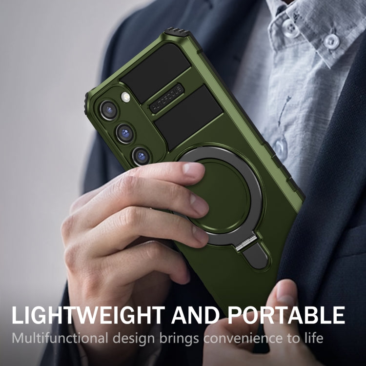 For Samsung Galaxy S23 5G MagSafe Magnetic Holder Phone Case(Green) - Galaxy S23 5G Cases by PMC TechLife | Online Shopping South Africa | PMC TechLife