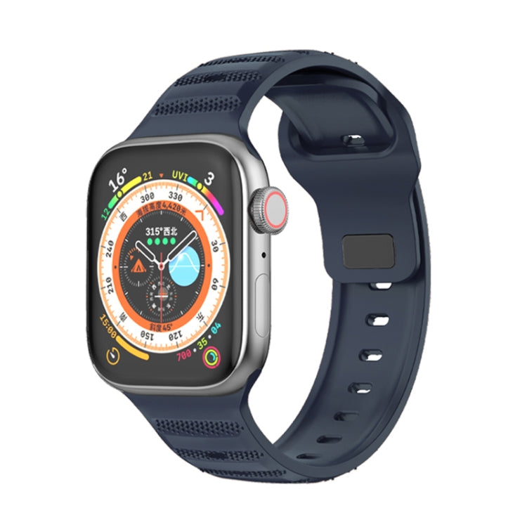 For Apple Watch 7 45mm Dot Texture Fluororubber Watch Band(Midnight Blue) - Watch Bands by PMC TechLife | Online Shopping South Africa | PMC TechLife