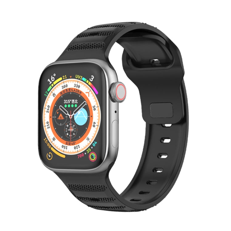 For Apple Watch SE 44mm Dot Texture Fluororubber Watch Band(Black) - Watch Bands by PMC TechLife | Online Shopping South Africa | PMC TechLife
