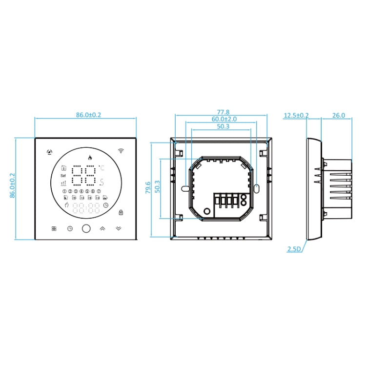 BHT-008GBL 95-240V AC 16A Smart Home Electric Heating LED Thermostat Without WiFi(White) - Thermostat & Thermometer by PMC Jewellery | Online Shopping South Africa | PMC Jewellery