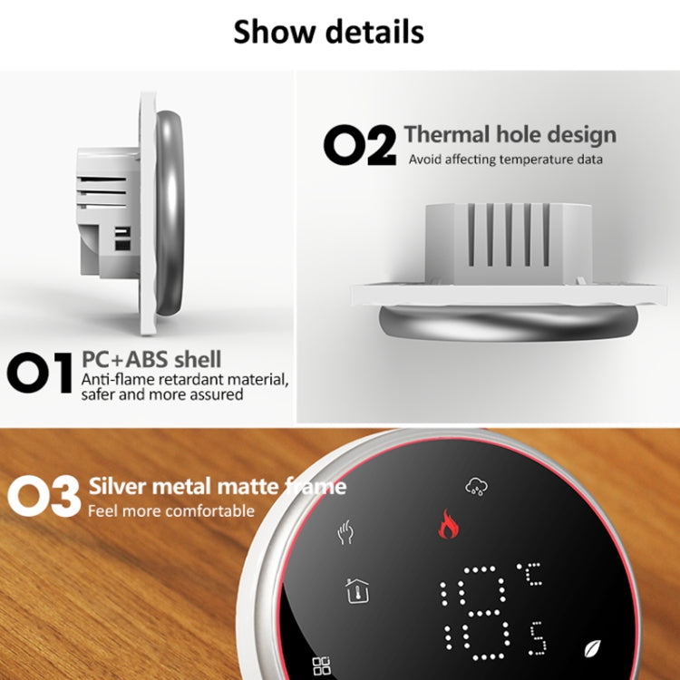 BHT-6001GAL 95-240V AC 5A Smart Round Thermostat Water Heating LED Thermostat Without WiFi(White) - Thermostat & Thermometer by PMC Jewellery | Online Shopping South Africa | PMC Jewellery