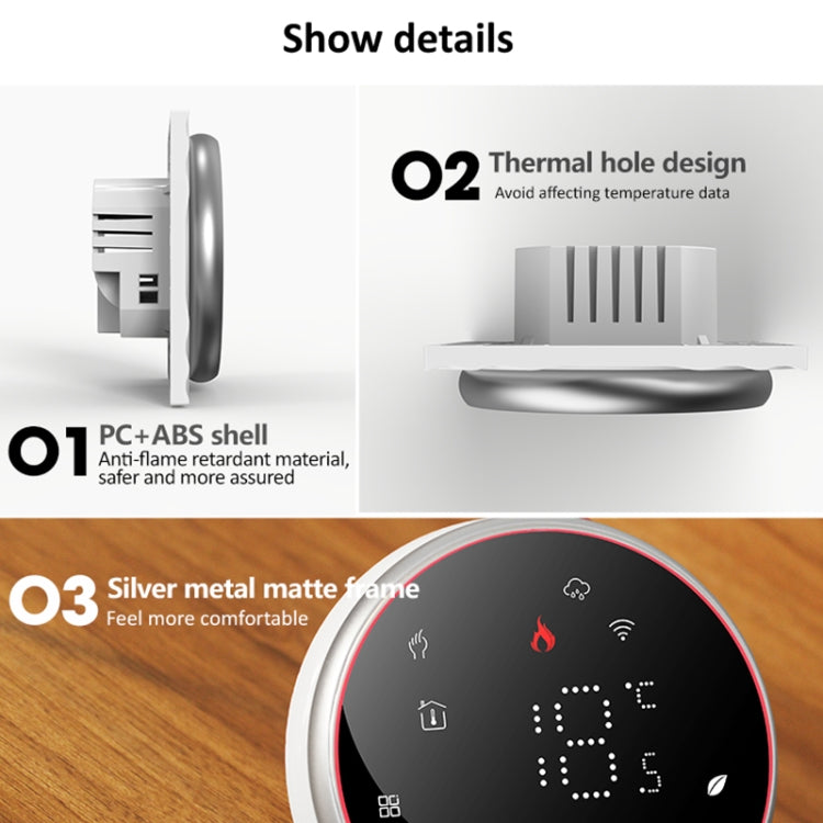 BHT-6001GCLW 95-240V AC 5A Smart Round Thermostat Boiler Heating LED Thermostat With WiFi(Black) - Thermostat & Thermometer by PMC Jewellery | Online Shopping South Africa | PMC Jewellery