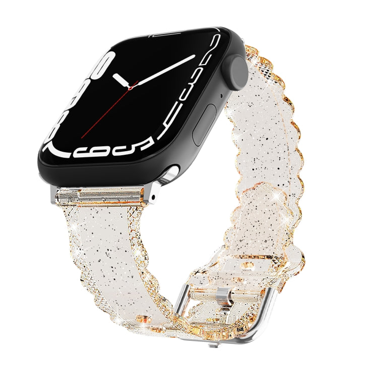 For Apple Watch SE 40mm Diamond Texture Lace Clear TPU Watch Band(Gold) - Watch Bands by PMC TechLife | Online Shopping South Africa | PMC TechLife