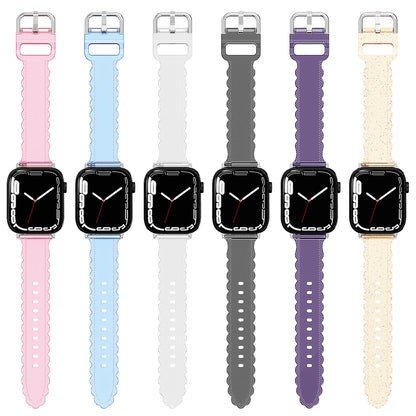 For Apple Watch SE 2022 44mm Diamond Texture Lace Clear TPU Watch Band(Blue) - Watch Bands by PMC Jewellery | Online Shopping South Africa | PMC Jewellery