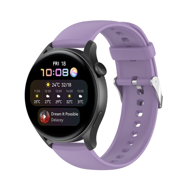 For Huawei Watch 4 / Watch 4 Pro Solid Color Silicone Stainless Steel Silver Buckle Watch Band(Light Purple) - Watch Bands by PMC Jewellery | Online Shopping South Africa | PMC Jewellery