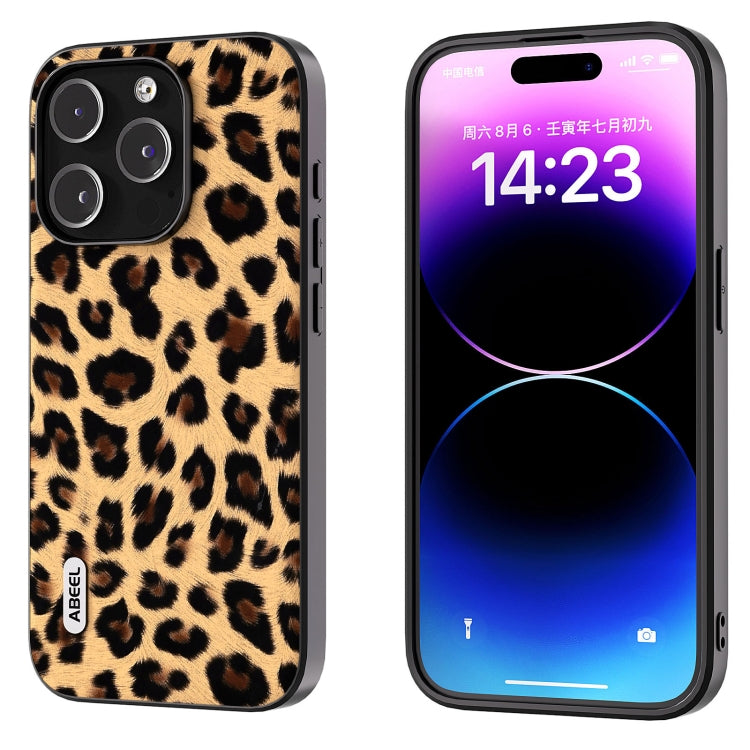 For iPhone 15 Pro ABEEL Black Edge Leopard Phone Case(Leopard Print) - iPhone 15 Pro Cases by PMC Jewellery | Online Shopping South Africa | PMC Jewellery