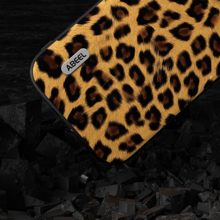 For iPhone 15 ABEEL Black Edge Leopard Phone Case(Golden Leopard) - iPhone 15 Cases by PMC Jewellery | Online Shopping South Africa | PMC Jewellery