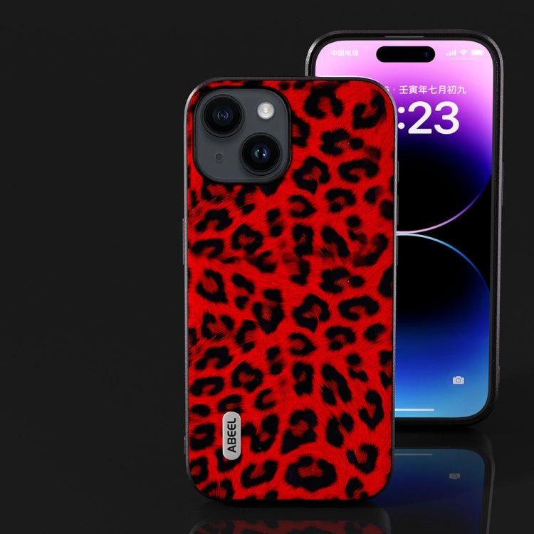 For iPhone 14 ABEEL Black Edge Leopard Phone Case(Red Leopard) - free shipping - PMC TechLife - Order now!