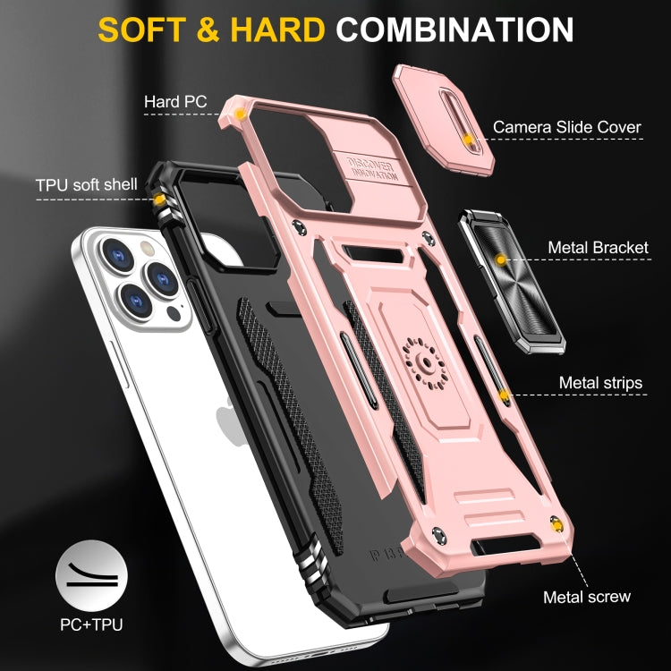 For iPhone 15 Pro Max Armor PC + TPU Camera Shield Phone Case(Rose Gold) - free shipping - PMC TechLife - Order now!