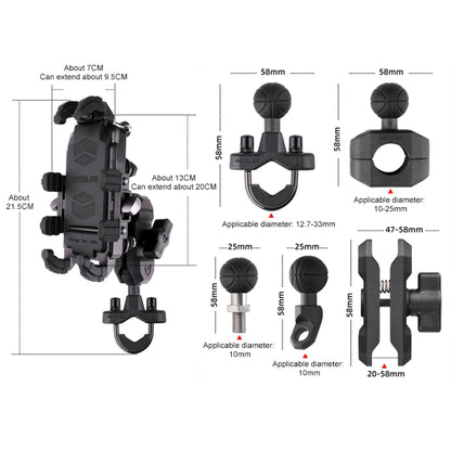 MOTOSLG Crab Motorcycle Phone Clamp Bracket O-Type Rear Mirror Mount with Anti-theft Lock(Black) - Holder by MOTOLSG | Online Shopping South Africa | PMC Jewellery | Buy Now Pay Later Mobicred