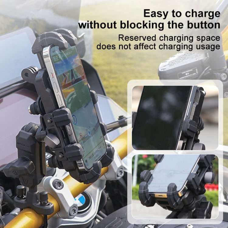 MOTOSLG Crab Motorcycle Phone Clamp Bracket O-Type Rear Mirror Mount with Anti-theft Lock(Black) - Holder by MOTOLSG | Online Shopping South Africa | PMC Jewellery | Buy Now Pay Later Mobicred